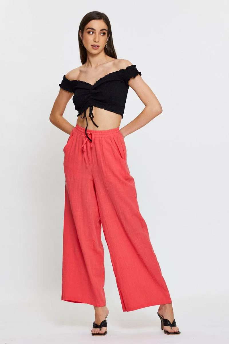 Black Bardot Top Ruche