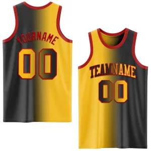 Custom Black Gold-Red Authentic Gradient Fashion Basketball Jersey