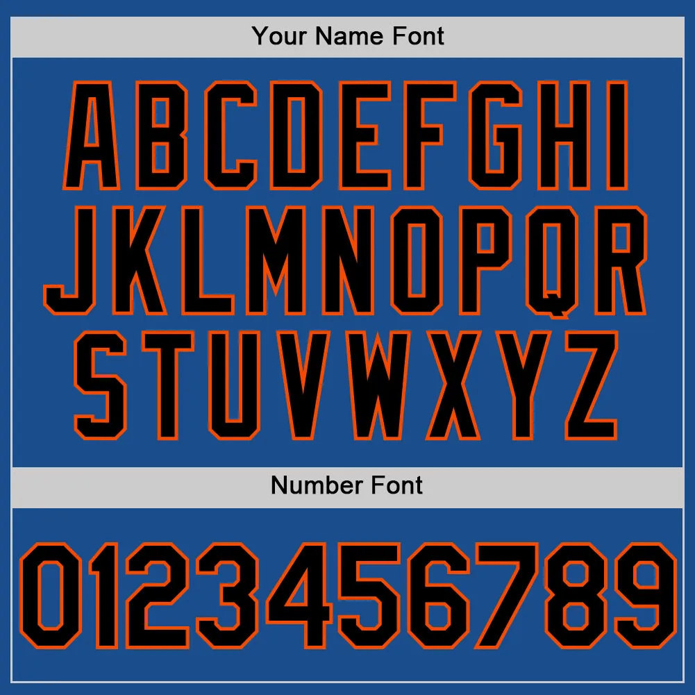 Custom Blue Black-Orange Mesh Authentic Throwback Baseball Jersey