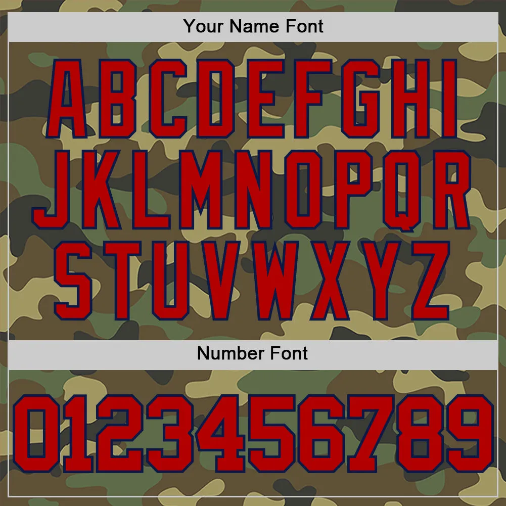 Custom Camo Red Navy-White Authentic Salute To Service Basketball Jersey