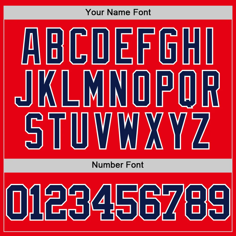 Custom Fire Red Navy-White Authentic Basketball Jersey