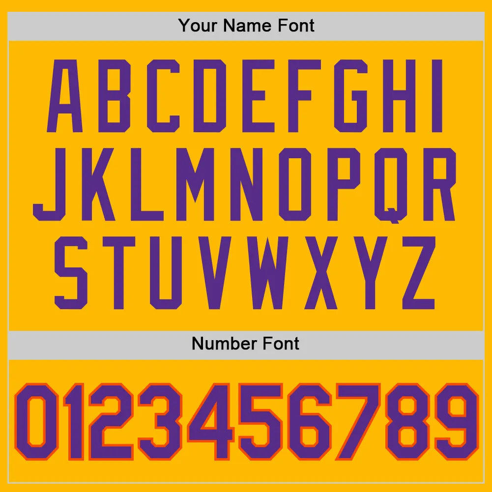 Custom Gold Purple-Orange Authentic Throwback Basketball Jersey