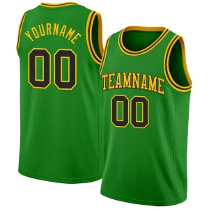 Custom Grass Green Black-Gold Authentic Basketball Jersey