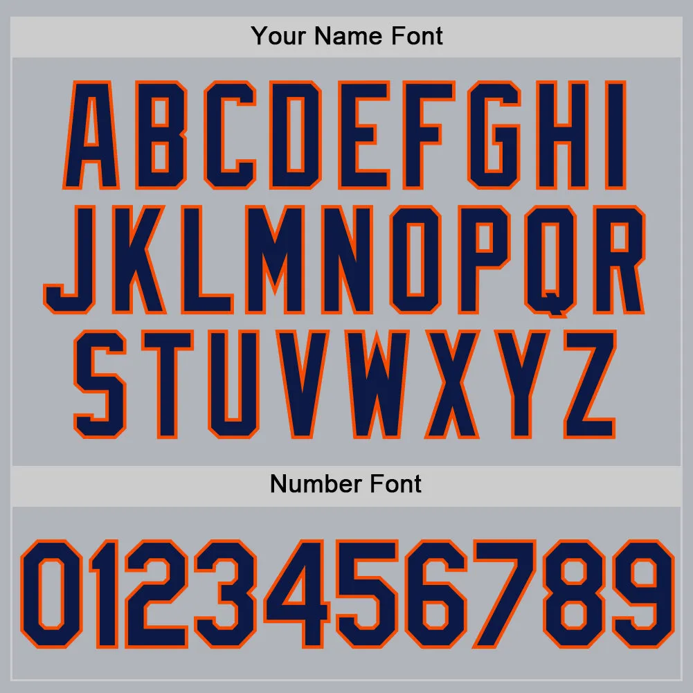 Custom Gray Navy-Orange Authentic Throwback Basketball Jersey