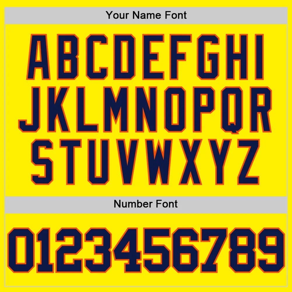 Custom Light Yellow Navy-Orange Authentic Basketball Jersey