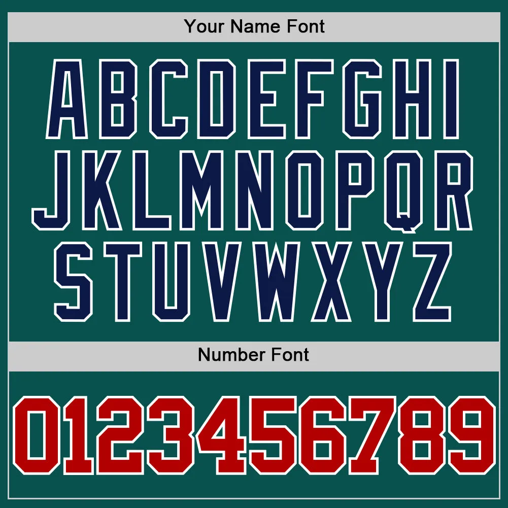 Custom Midnight Green Red White-Navy Authentic Basketball Jersey