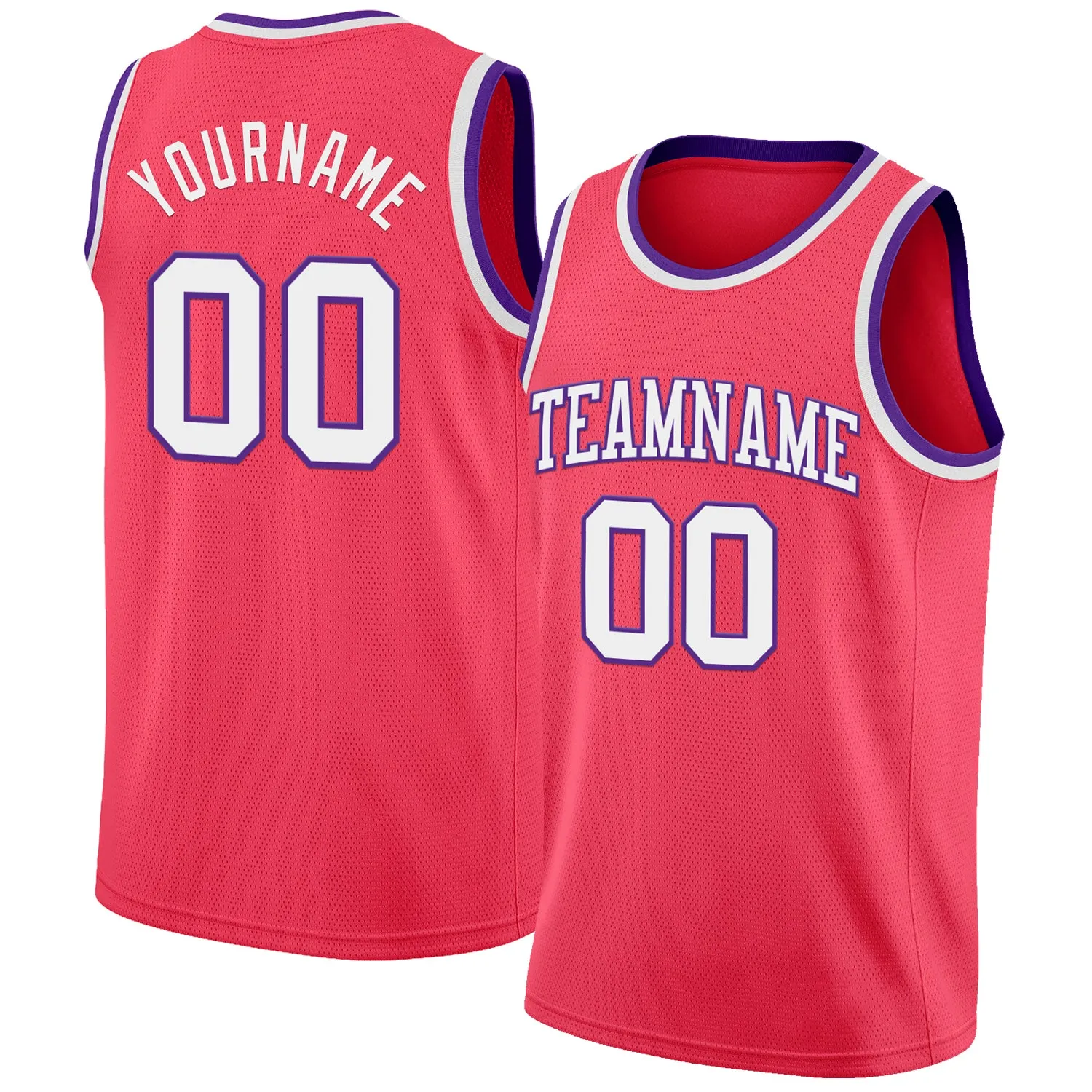 Custom Neon Pink White-Purple Authentic Basketball Jersey