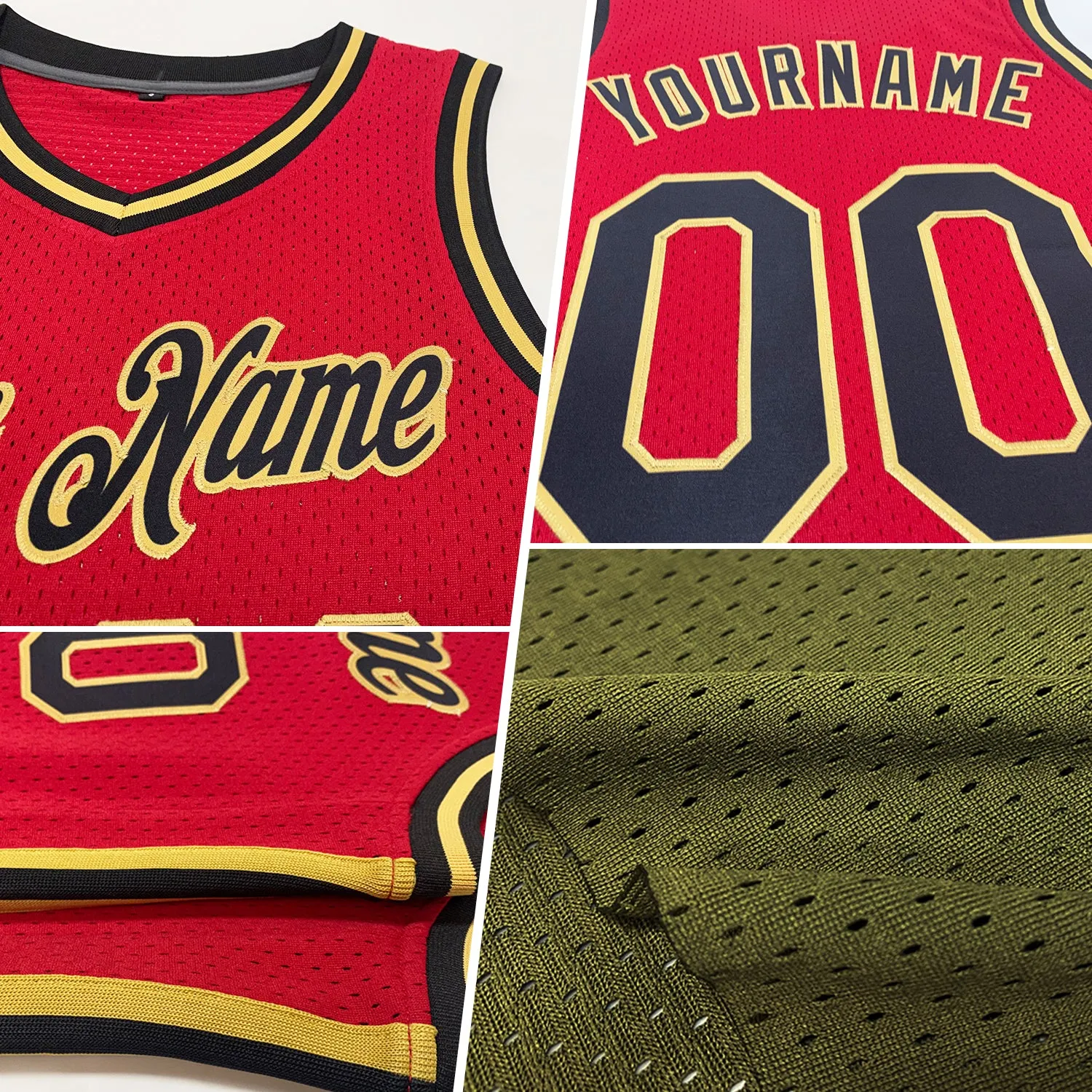 Custom Olive Old Gold-Black Authentic Throwback Salute To Service Basketball Jersey