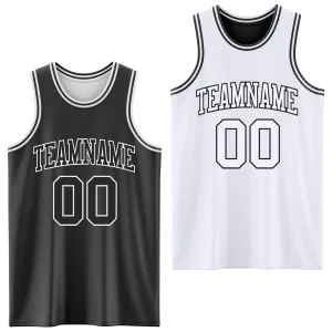 Custom Reversible Black White Double Side Basketball Jersey