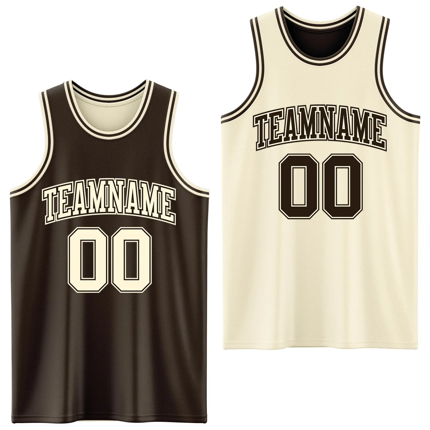 Custom Reversible Brown Cream Double Side Basketball Jersey