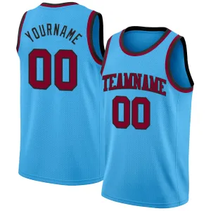 Custom Sky Blue Maroon-Black Authentic Basketball Jersey