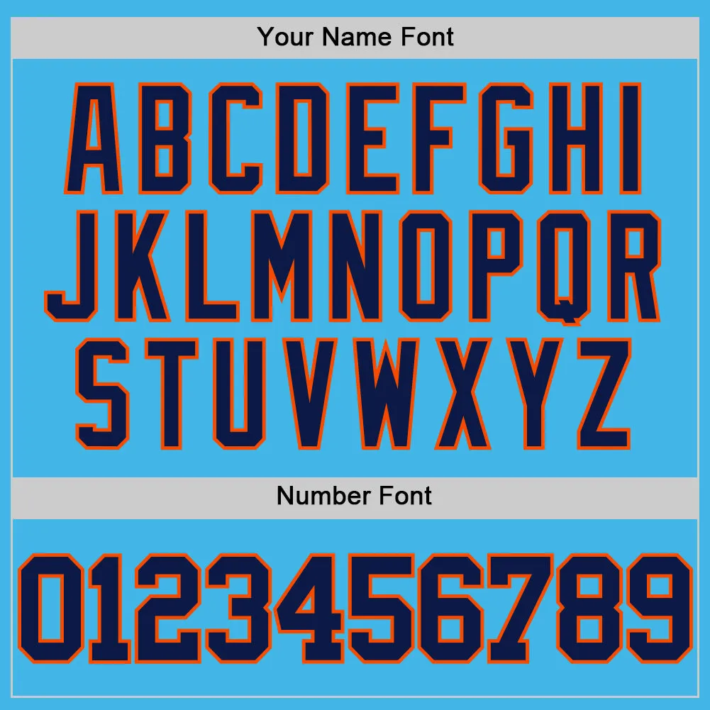 Custom Sky Blue Navy-Orange Authentic Basketball Jersey