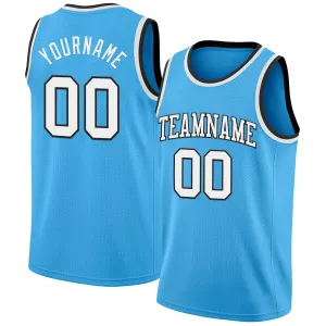 Custom Sky Blue White-Black Authentic Basketball Jersey