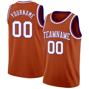Custom Texas Orange White-Purple Authentic Basketball Jersey