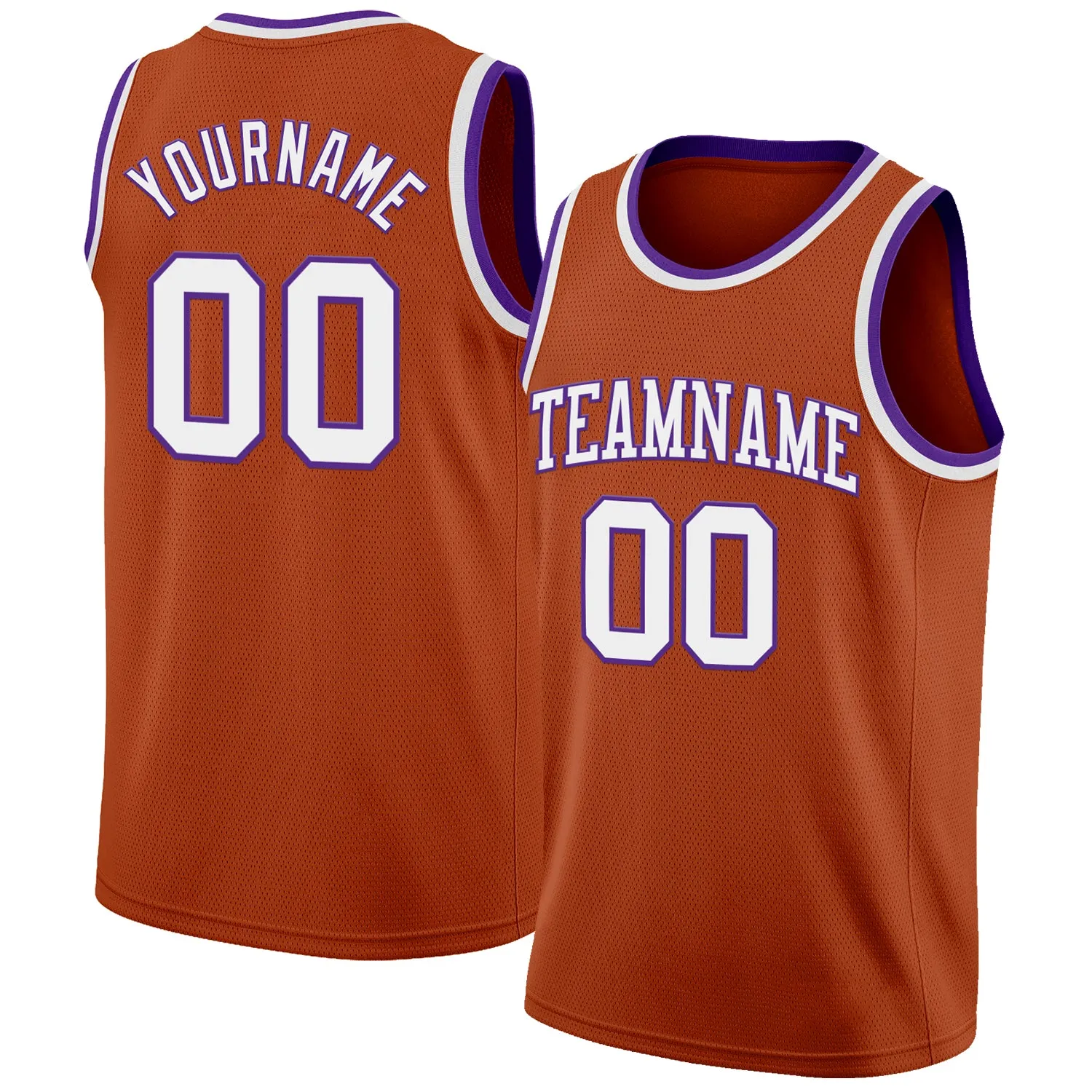 Custom Texas Orange White-Purple Authentic Basketball Jersey
