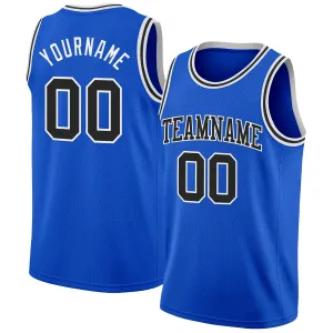 Custom Thunder Blue Black-White Authentic Basketball Jersey