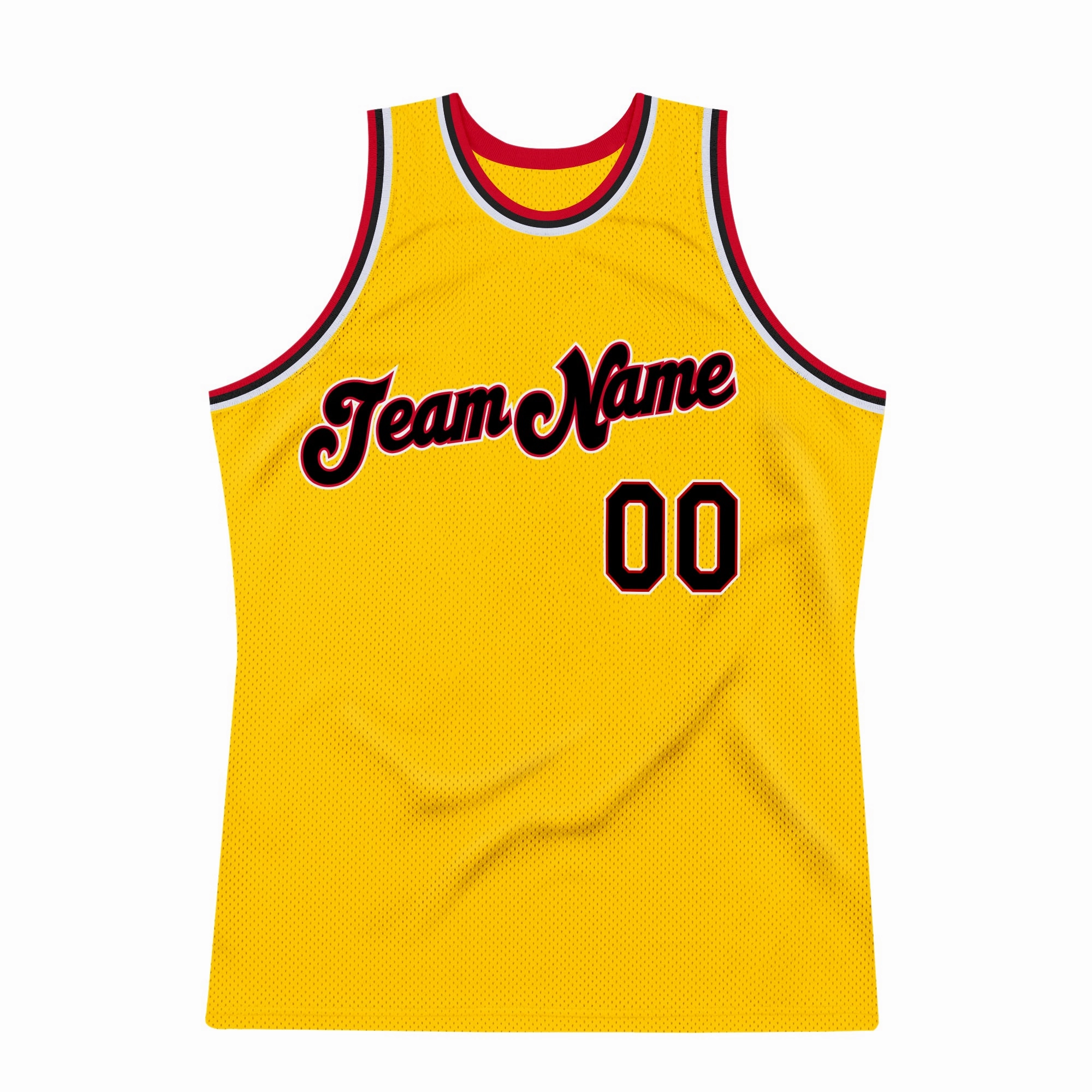 Custom Gold Black-Red Authentic Throwback Basketball Jersey