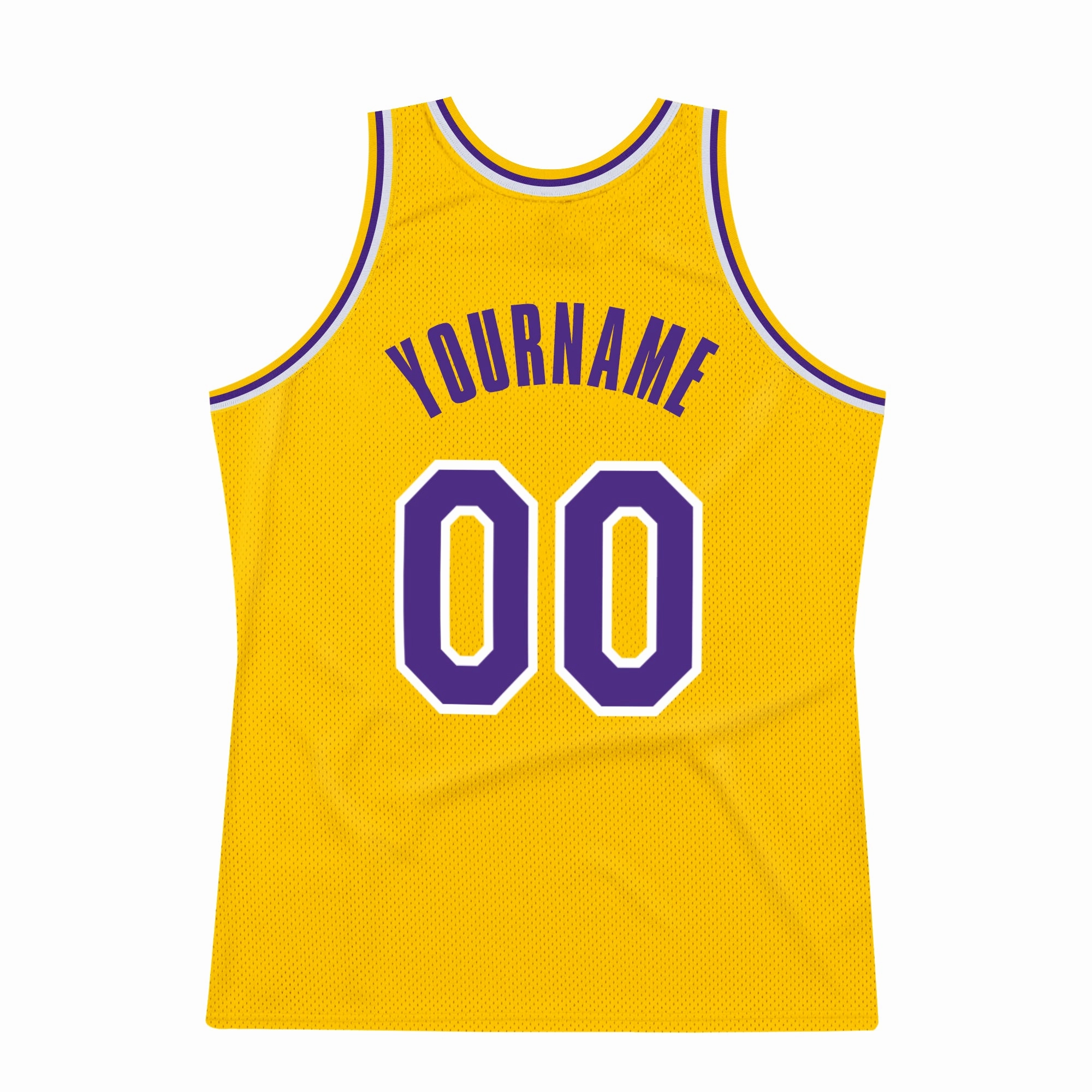 Custom Gold Purple-White Authentic Throwback Basketball Jersey