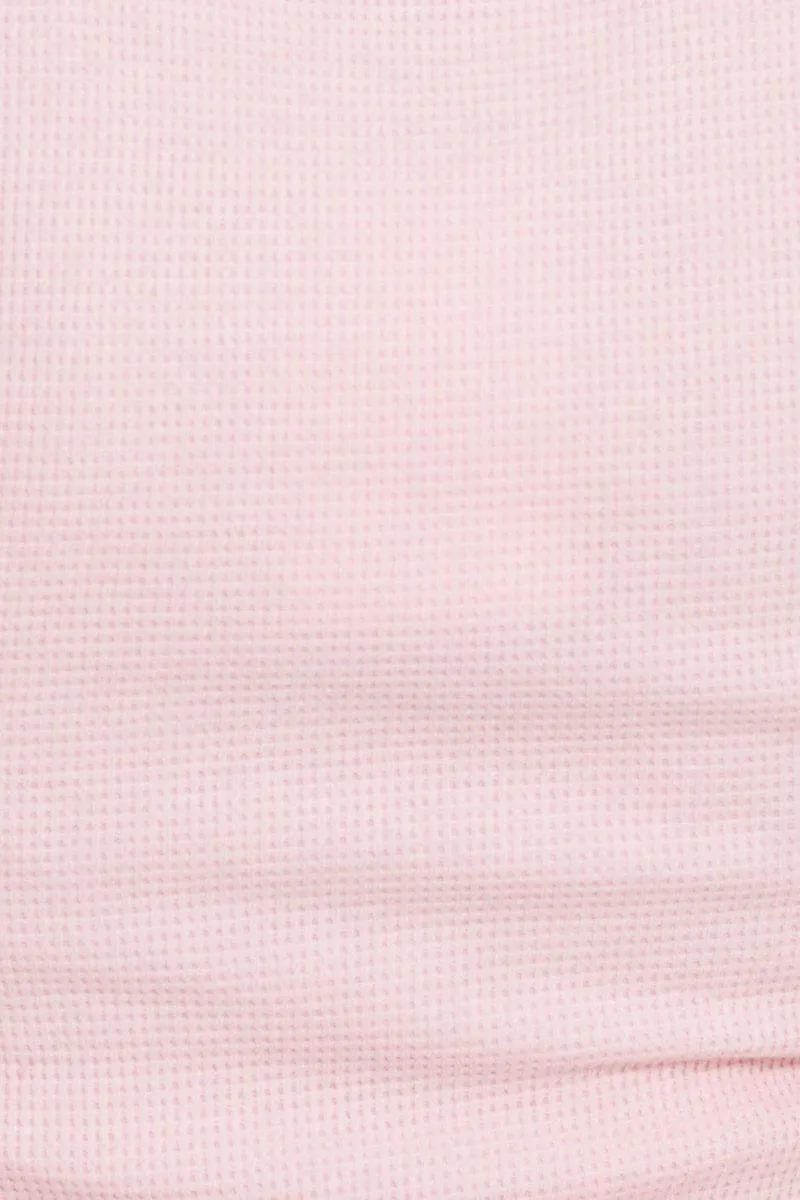 Pink Crop Cardigan Short Sleeve Waffle