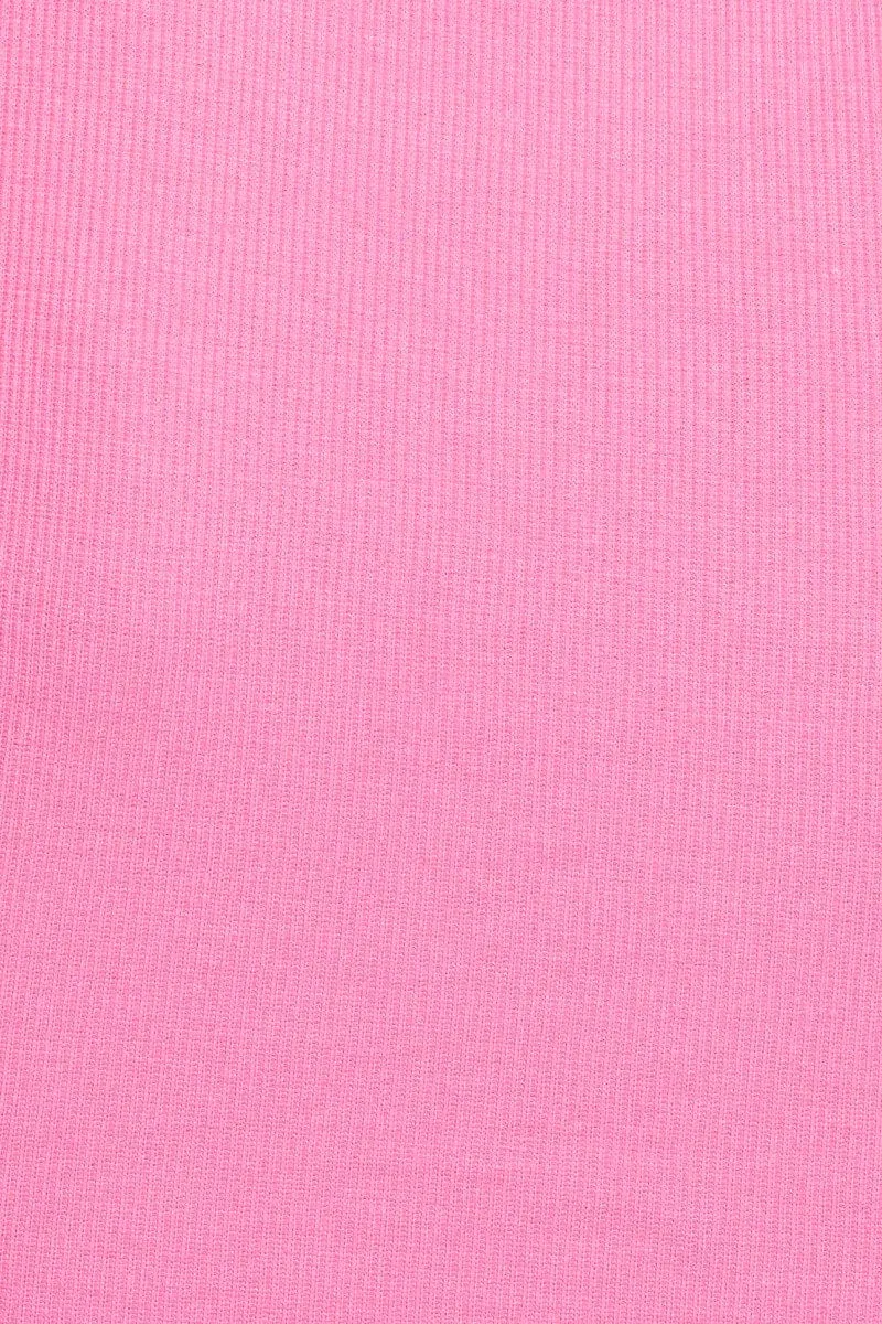 Pink Rib Crop Top Short Sleeve