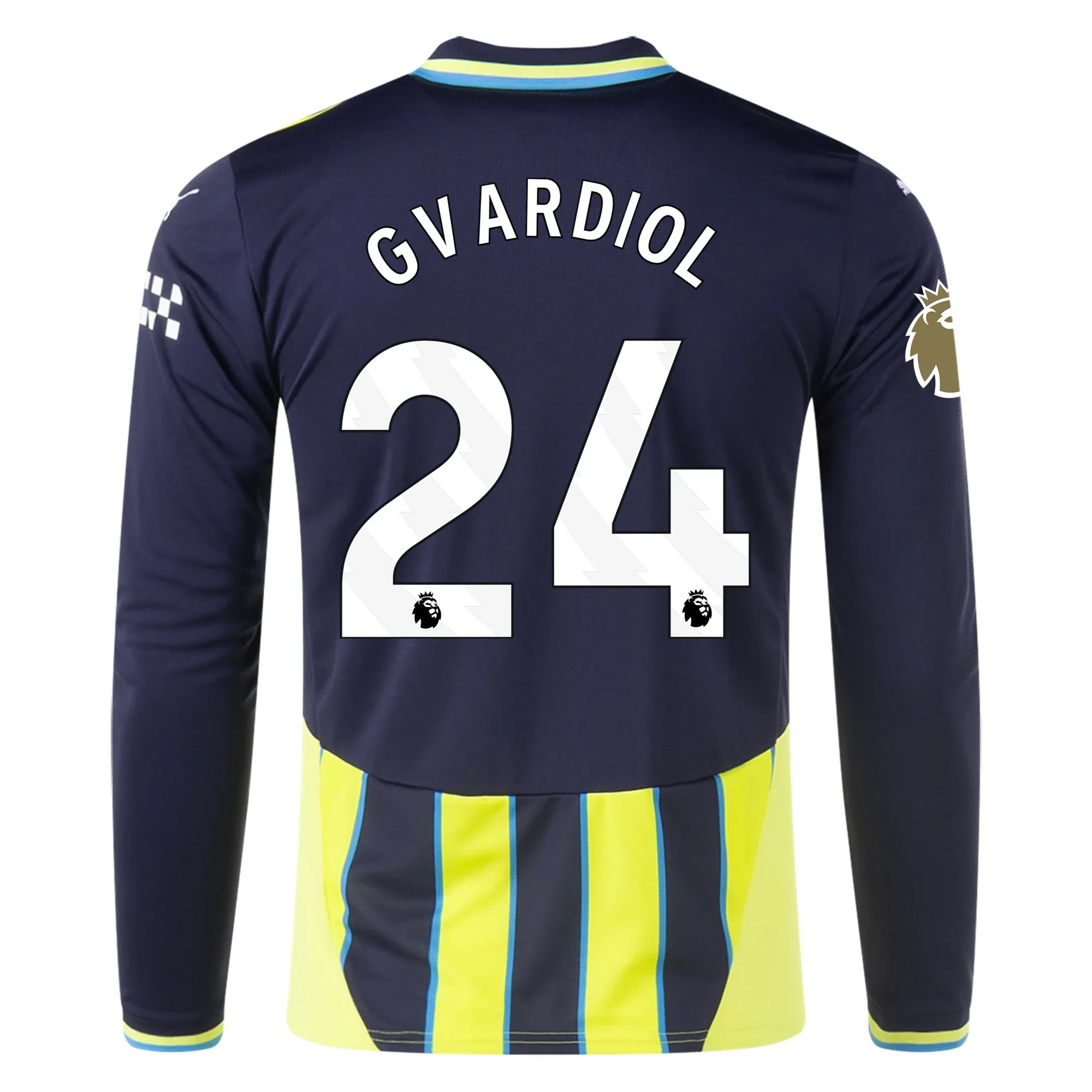Puma Manchester City Josko Gvardiol Long Sleeve Away Jersey w/ EPL   Club World Cup Patch 24/25 (New Navy/Yellow Glow)