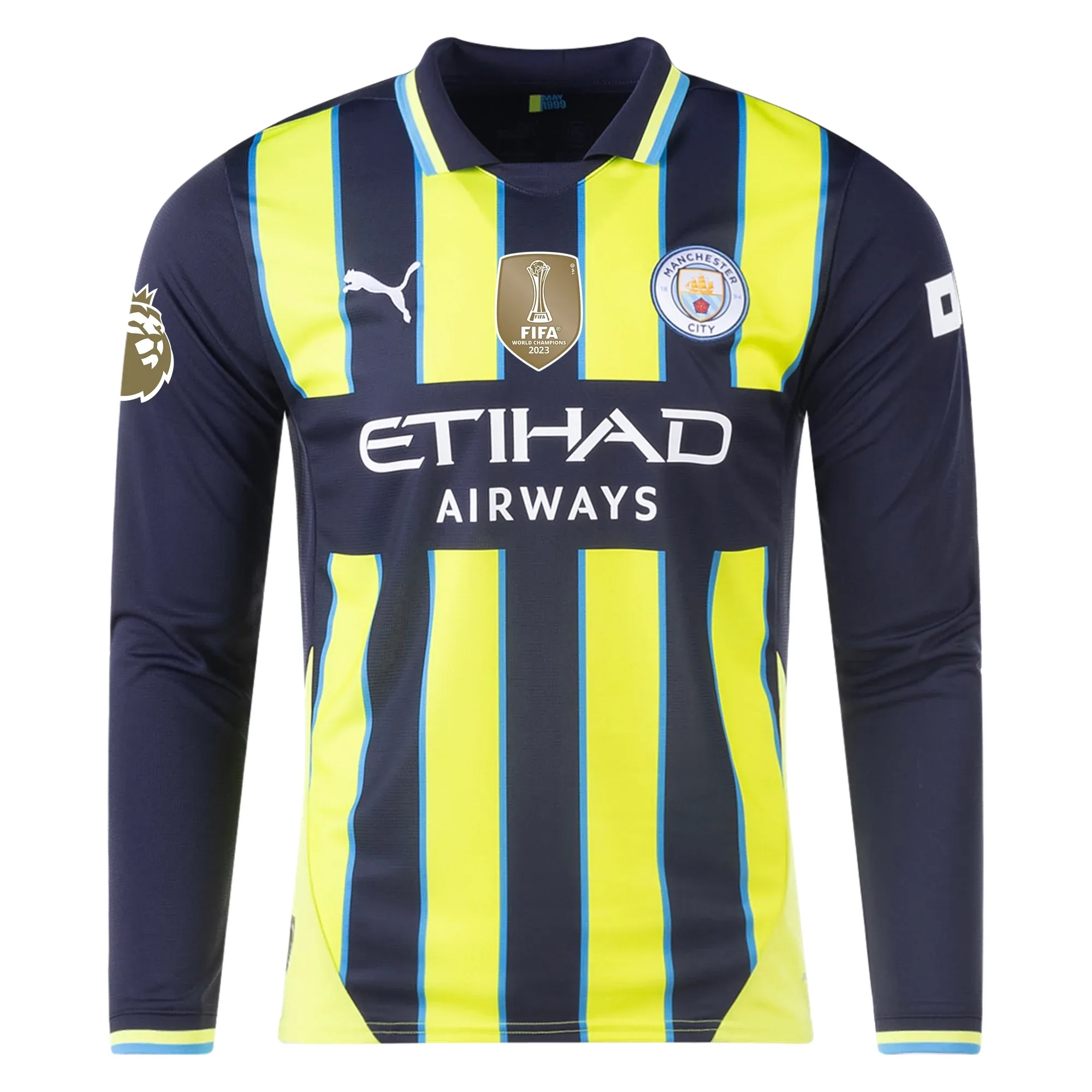 Puma Manchester City Josko Gvardiol Long Sleeve Away Jersey w/ EPL   Club World Cup Patch 24/25 (New Navy/Yellow Glow)