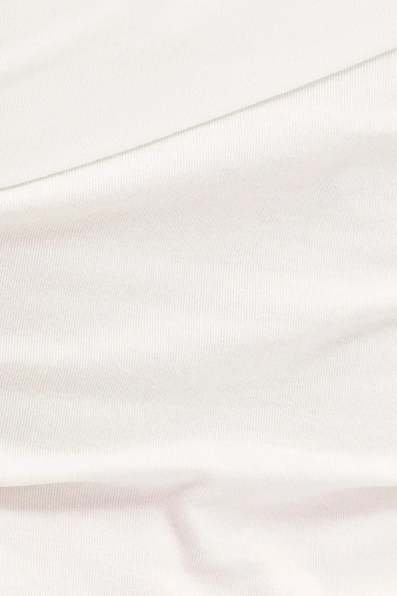 White Top Short Sleeve Asymmetric Neckline Cotton Jersey